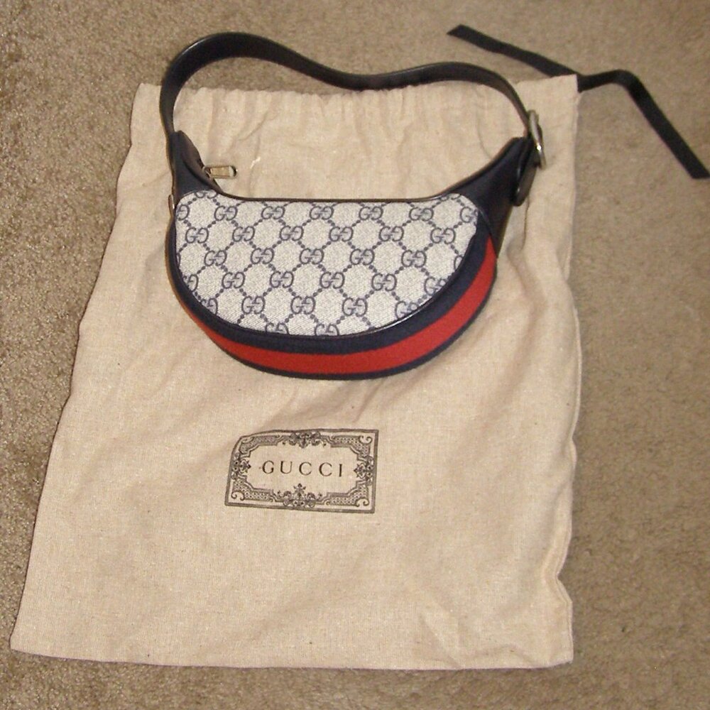 โค๏ธ๐ NEW Gucci Ophidia Mini Bag Blue GG Supreme monogram canvas SOLD OUT - Picture 4 of 13